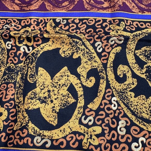 Vintage Vera Neumann Purple, Black & Burgundy Medallion Silk Scarf - 28" Square - Picture 4 of 8